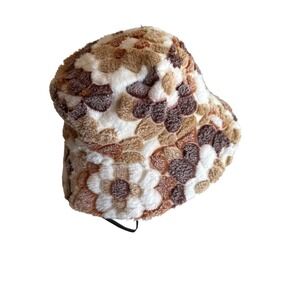 Plush Multicolor Textured Womens Bucket Hat